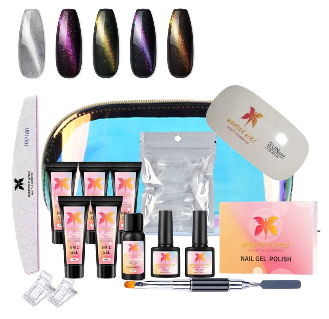 Wonder Girl Poly Gel Cats Eye Deluxe Kit - Includes 5 Colours