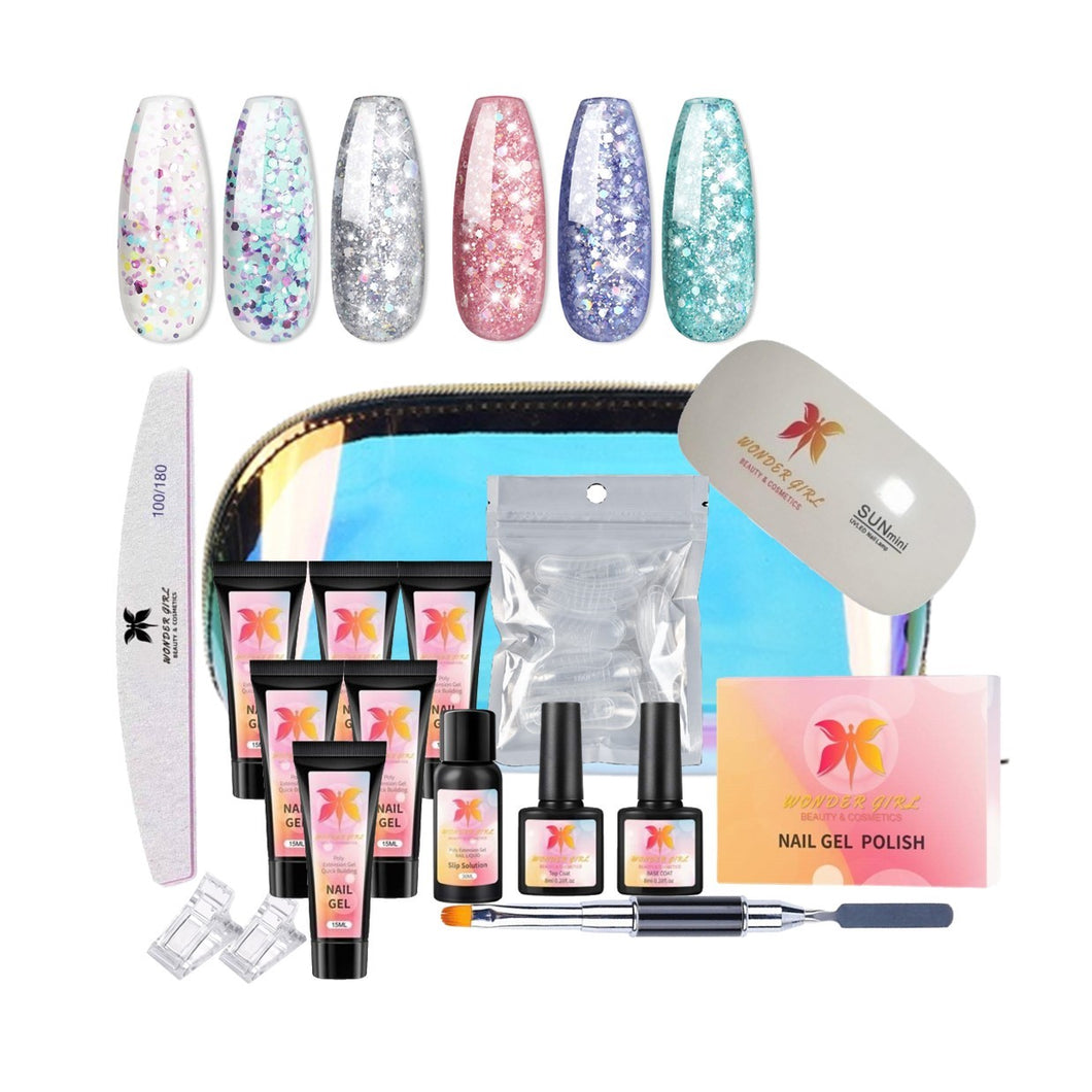 Wonder Girl Poly Gel Diamond Glitter Deluxe Kit - Includes 6 Colours