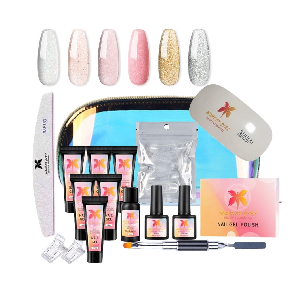 Wonder Girl Poly Gel Glitter Deluxe Kit - Includes 6 Colours